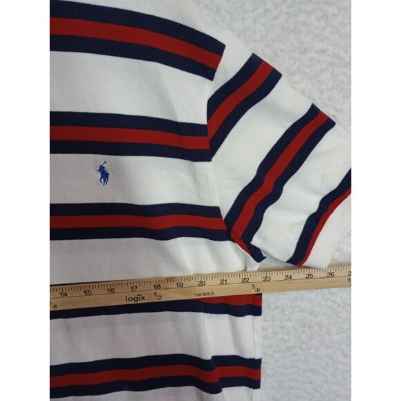 Vintage Ralph Lauren Polo Shirt Mens XL White Red Blue Striped Pony - Picture 5 of 9